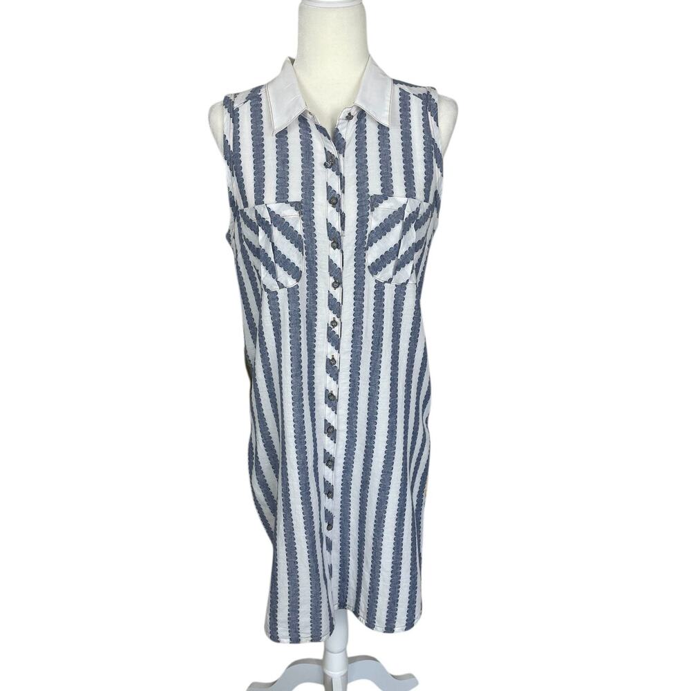 Cyrena Linen Cotton Sleeveless Shirt Dress Size Medium Boho Indie Unique